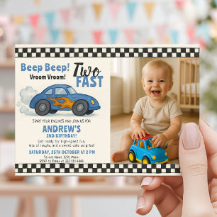 Invitación Dos coches de Carreras rápida de cumpleaños