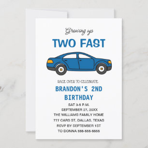 Invitación Dos coches de carreras rápidas de segundo cumpleañ
