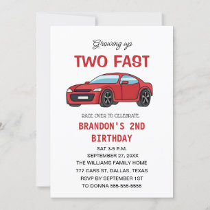 Invitación Dos coches de carreras rápidas de segundo cumpleañ
