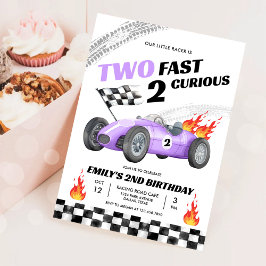 Invitación Dos coches de carreras rápido morado segundo Chica