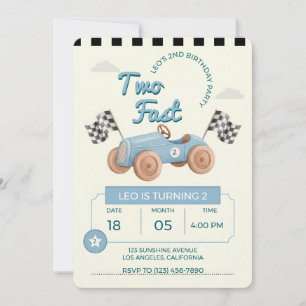 Invitación Dos coches de carreras rápidos Niño Cumpleaños 2