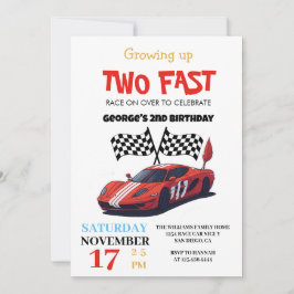 Invitación Dos coches de carreras rojas rápidas Fiesta de cum