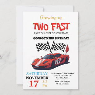 Invitación Dos coches de carreras rojas rápidas Fiesta de cum