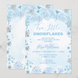 Invitación Dos copos de nieve están en camino a Baby Shower