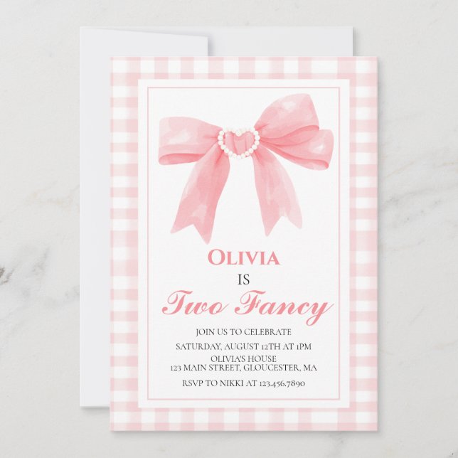 Invitación Dos Coquette, la adormidera de Bow Rosa, 2º cumple (Anverso)