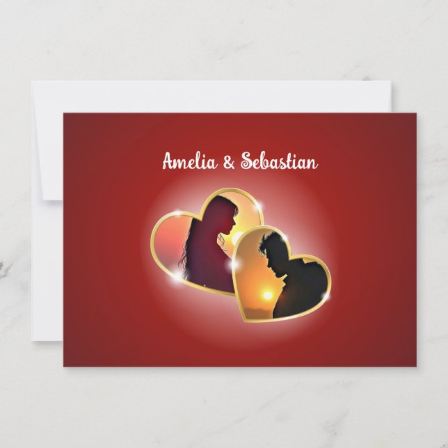 Invitación Dos corazones (Anverso)