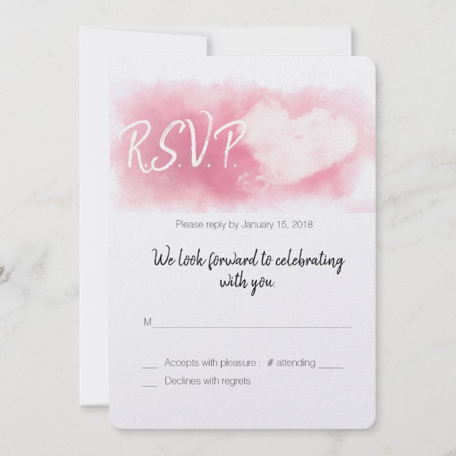 Invitación Dos corazones/Boda de San Valentín/RSVP (Anverso)