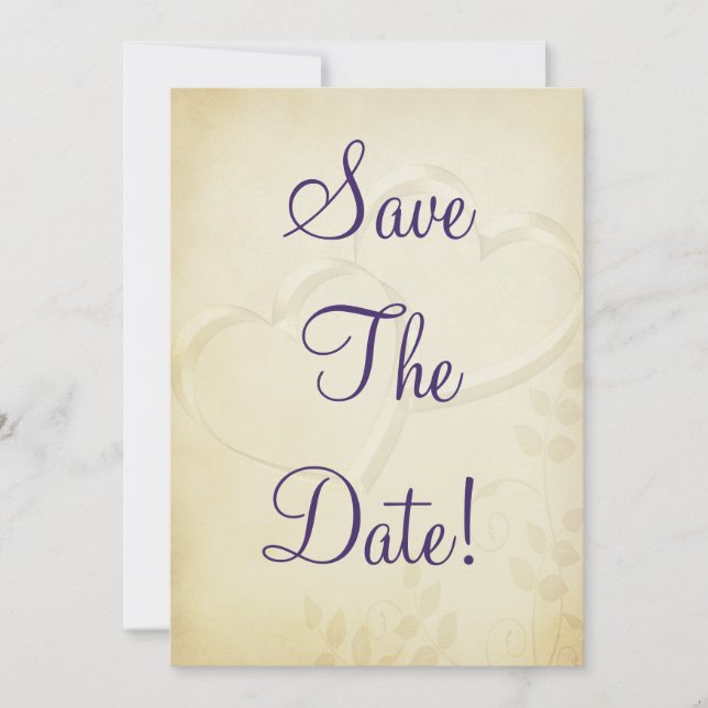 Invitación Dos Corazones Boda Guarde La Fecha (Anverso)