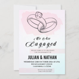 Invitación Dos corazones, dos anillos comprometen una promesa