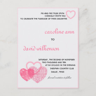 Invitación - dos corazones golpeando como uno