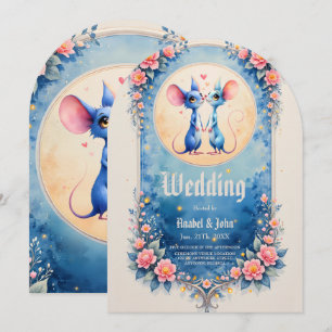 Invitación Dos corazones, un amor – Ratones de boda.