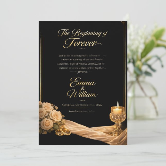 Invitación Dos Corazones, Un Destino (Anverso de pie)