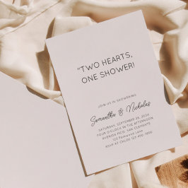 Invitación Dos corazones, una ducha | Ducha sencilla para par