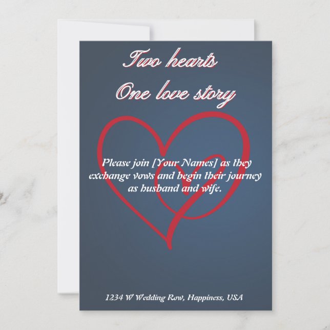 Invitación Dos corazones una historia de amor (Anverso)
