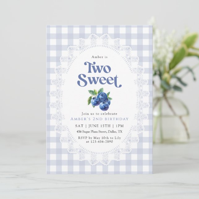 Invitación Dos Cumpleaños Azules Dulces (Anverso de pie)