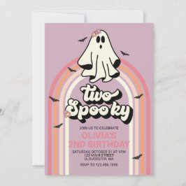 Invitación Dos Cumpleaños de Fantasmas de Halloween Retro Esp