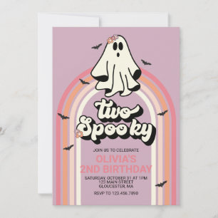 Invitación Dos Cumpleaños de Fantasmas de Halloween Retro Esp