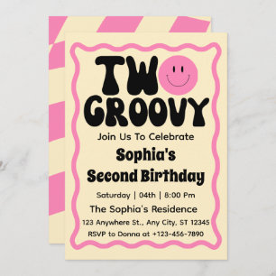 Invitación Dos cumpleaños de Groovy Chica