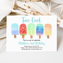 Invitación Dos cumpleaños de Guay Blue Popsicle