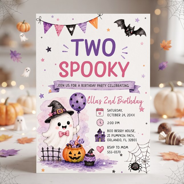 Invitación Dos Cumpleaños de Halloween Espeluznantes (Subido por el creador)