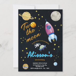 Invitación Dos cumpleaños de la acuarela del espacio ultrater