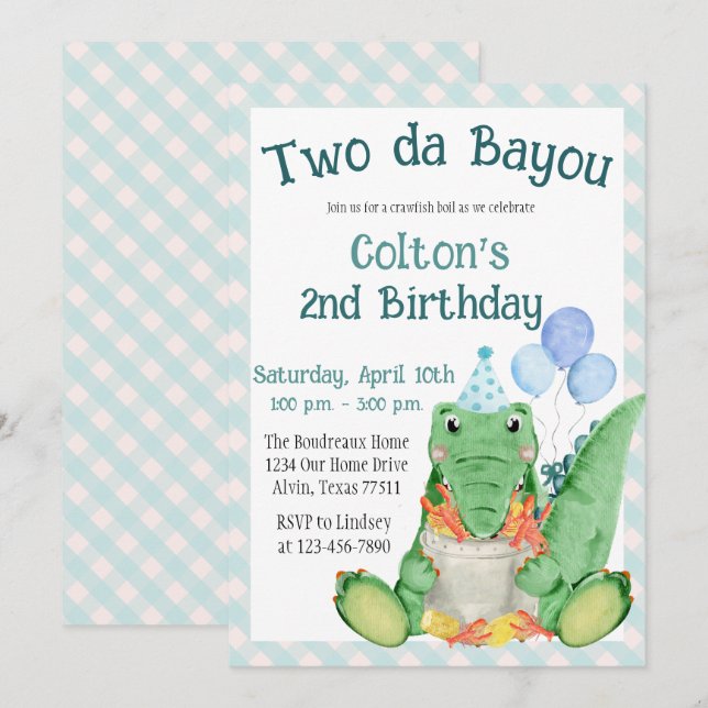 Invitación Dos Das Bayou - Fiesta de cumpleaños para el creci (Anverso / Reverso)