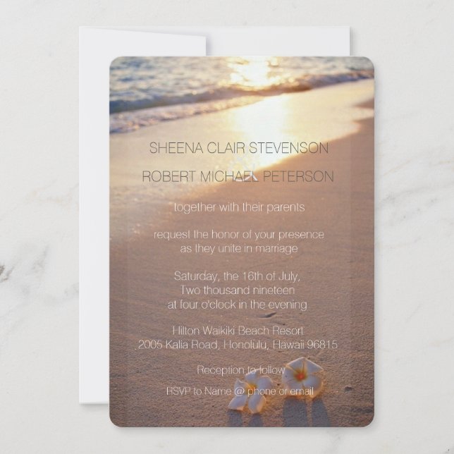 Invitación Dos de nosotros / Plumeria Beach Sunset Wedding In (Anverso)