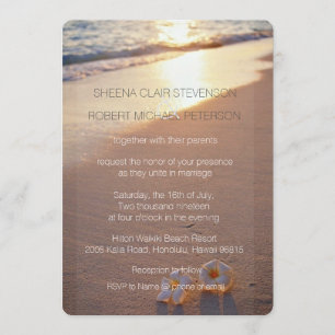 Invitación Dos de nosotros / Plumeria Beach Sunset Wedding In