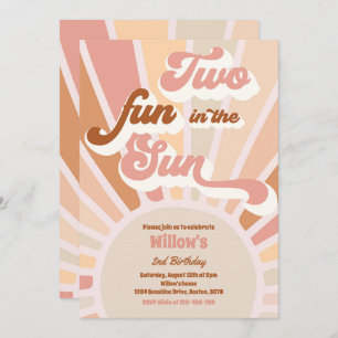 Invitación Dos Divertidas En El Sol Sunshine Segundo Cumpleañ