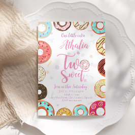 Invitación Dos donuts dulces y dulces para el segundo cumplea