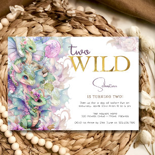 Invitación Dos dragones mágicos salvajes fiesta de cumpleaños