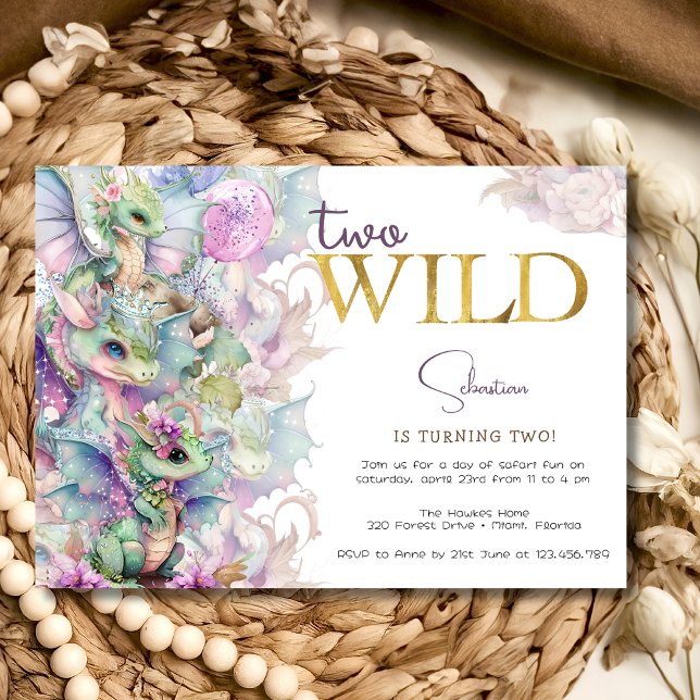 Invitación Dos dragones mágicos salvajes fiesta de cumpleaños (Subido por el creador)