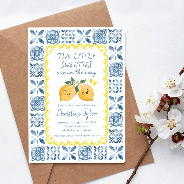 Invitación Dos Dulces Bebés de Limón Fiesta de Bebé, Fiesta d (Subido por el creador)