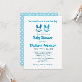 Invitación Dos dulces Bunnies Twin Boys Baby Shower