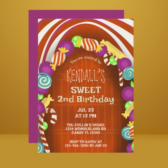 Invitación Dos dulces Candy Wonderland segundo cumpleaños (Subido por el creador)