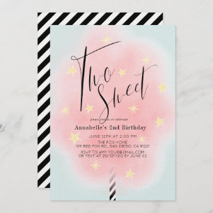 Invitación Dos dulces Chicas de algodón rosado segundo cumple