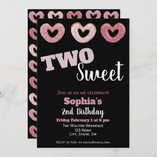 Invitación Dos dulces Chicas Donut Segundo Cumpleaños
