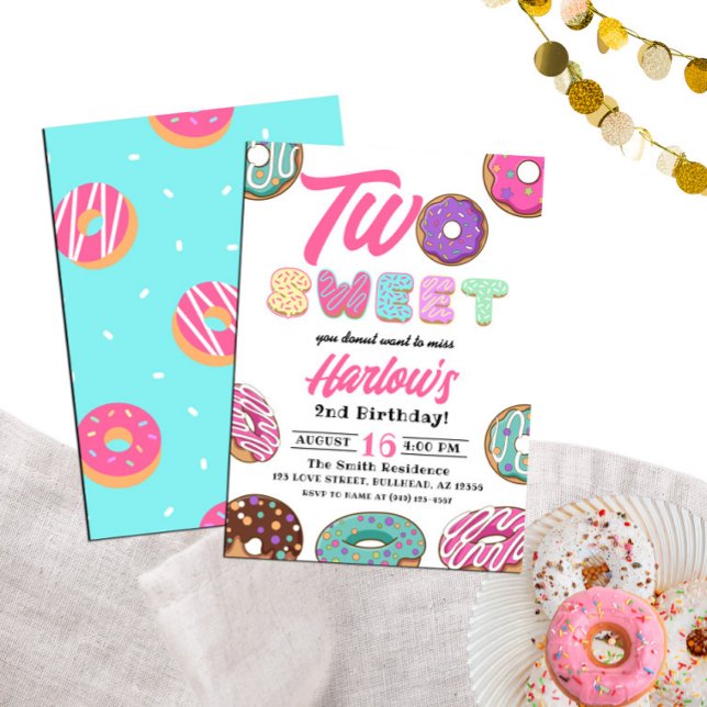 Invitación Dos dulces Chicas Donut segundo cumpleaños (Subido por el creador)