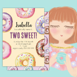 Invitación Dos dulces Chicas Donut Watercolor Cumpleaños