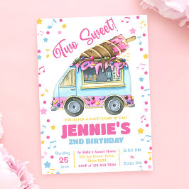 Invitación Dos dulces Chicas helados Segundo cumpleaños