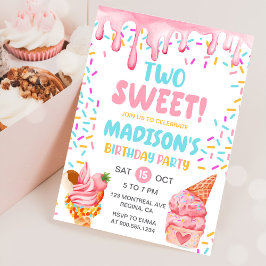 Invitación Dos dulces Chicas helados Segundo cumpleaños