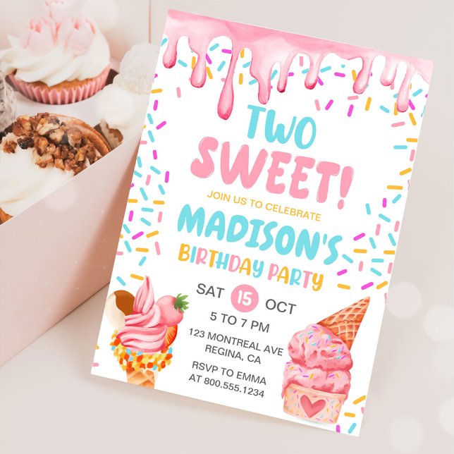 Invitación Dos dulces Chicas helados Segundo cumpleaños (Subido por el creador)