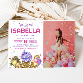 Invitación Dos dulces Chicas Hielo Crema Foto de Segundo Cump