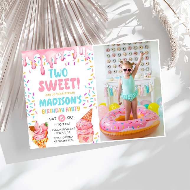 Invitación Dos dulces Chicas Hielo Crema Foto de Segundo Cump (Subido por el creador)