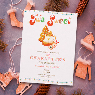 Invitación Dos dulces chicas Navidad Galleta Cocoa 2do Cumple