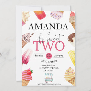 Invitación Dos dulces copas de hielo de verano de segundo cum