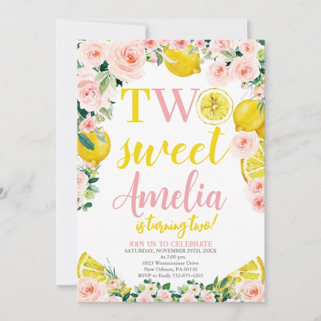 Invitación Dos dulces cumpleaños de Lemonade, fiesta de cumpl (Anverso)