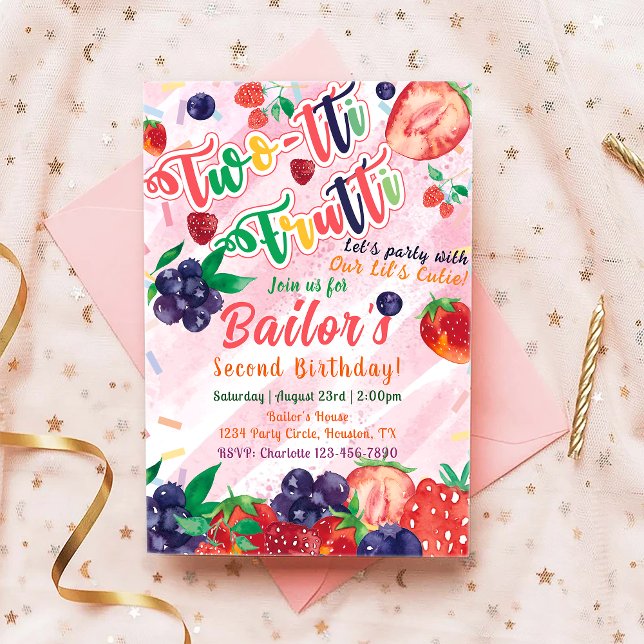 Invitación Dos dulces | Cumpleaños del Fiesta de frutas (Subido por el creador)