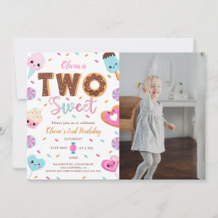 Invitación Dos dulces cumpleaños, dos Chicas de foto de cumpl