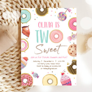 Invitación Dos dulces dulces dulce Candy Donut Chica segundo 